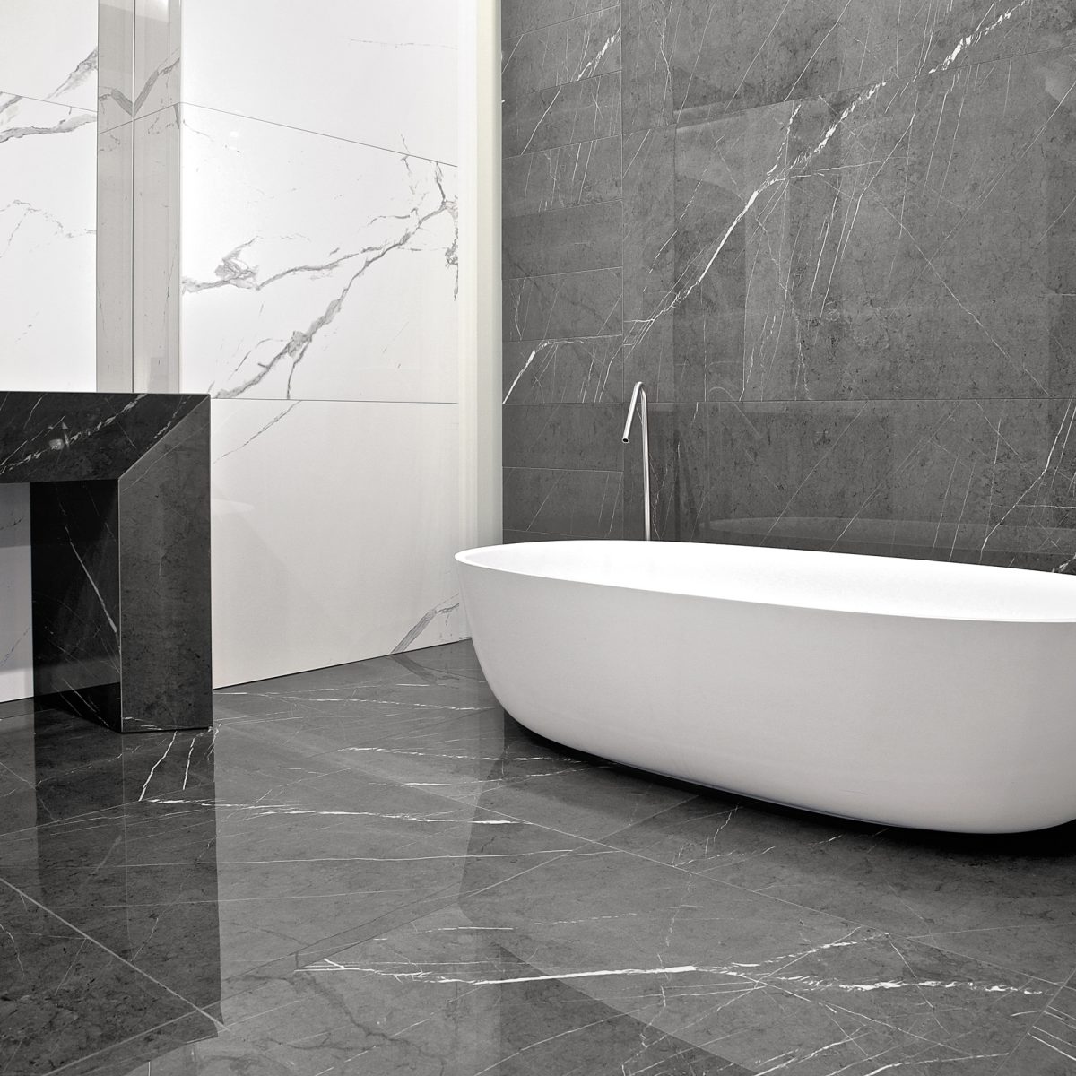 Marmoker Statuario Grigio 90x180 - Marmoker Grafite 90x180