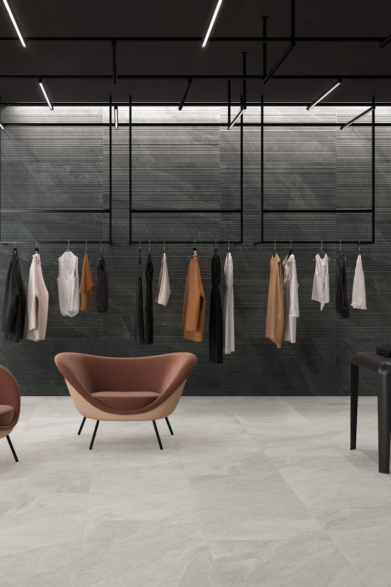 Shale Moon 80 × 160 / Shale Dark Ribbed 60 × 120